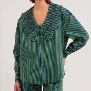 Green Striped Women's Blouse